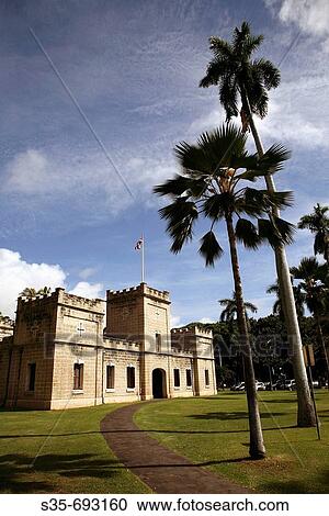 Stock Image - The Iolani Barracks in Iolani Palace. Honolulu. Oahu. Hawaill. USA. Fotosearch