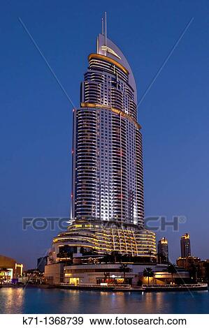 Stock Photo - The Lake Hotel near the Dubai Mall in Dubai, UAE. Fotosearch