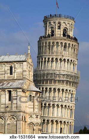 The leaning tower and the cathedral in Piazza dei Miracoli, Pisa, Italy View Large Photo Image Picture - The leaning tower and the cathedral in Piazza dei Miracoli, Pisa, Italy. Fotosearch