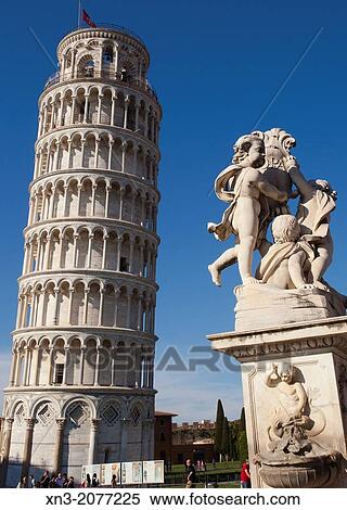 The Leaning Tower of Pisa campanile or bell tower, Fontana dei Putti, Cathedral Square Piazza del Duomo, Pisa, Italy, Europe. View Large Photo Image Stock Photography - The Leaning Tower of Pisa campanile or bell tower, Fontana dei Putti, Cathedral Square Piazza del Duomo, Pisa, Italy, Europe.. Fotosearch