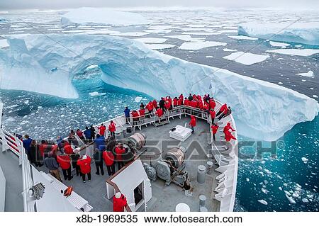The Lindblad Expedition ship National Geographic Explorer on expedition in Crystal Sound, below the Antarctic Circle, Antarctica, Southern Ocean. View Large Photo Image Stock Photography - The Lindblad Expedition ship National Geographic Explorer on expedition in Crystal Sound, below the Antarctic Circle, Antarctica, Southern Ocean.. Fotosearch