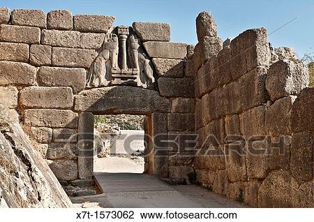 The Lion gate and main entrance to the citadel of Mycenae, Argolid, Peloponnese, Greece View Large Photo Image Stock Image - The Lion gate and main entrance to the citadel of Mycenae, Argolid, Peloponnese, Greece. Fotosearch