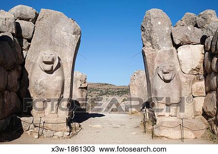 the lions gate, archaeological area of hattusa, central anatolia, turkey, asia View Large Photo Image Stock Image - the lions gate, archaeological area of hattusa, central anatolia, turkey, asia. Fotosearch