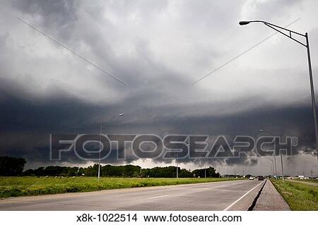 Picture - The low clouds of a squall line near Valley, Nebraska, June 11, 2008 The squall line produced multiple tornadoes through Nebraska and Iowa, one of which struck Little Sioux, Iowa, killing four Boy Scouts. Fotosearch