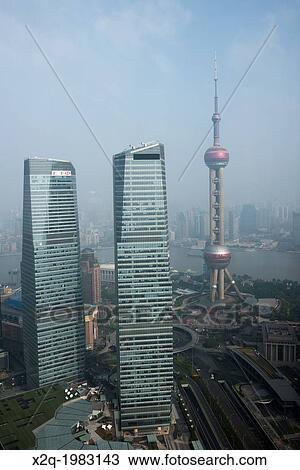 The Lujiazui financial district in Pudong Shanghai China. View Large Photo Image Stock Image - The Lujiazui financial district in Pudong Shanghai China.. Fotosearch