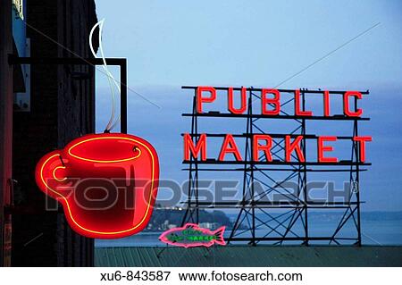 The marquee at Pikes Place Market Seatle, Washington, United States View Large Photo Image Stock Photo - The marquee at Pikes Place Market Seatle, Washington, United States. Fotosearch
