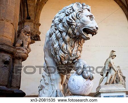 The Medici lion or Vacca's lion in Loggia dei Lanzi, Piazza della Signoria, Florence, Tuscany, Italy, Europe. View Large Photo Image Stock Photography - The Medici lion or Vacca's lion in Loggia dei Lanzi, Piazza della Signoria, Florence, Tuscany, Italy, Europe.. Fotosearch