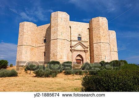 The medieval octagonal castle Castel Del Monte, built by Emperor Frederick II in the 1240's near Andria in the Apulia southern Italy View Large Photo Image Picture - The medieval octagonal castle Castel Del Monte, built by Emperor Frederick II in the 1240's near Andria in the Apulia southern Italy. Fotosearch