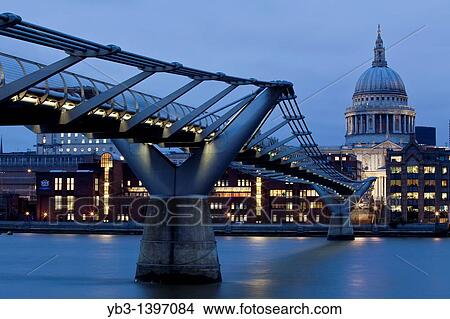 The Millennium Bridge and St Paul's Cathedral, London, England View Large Photo Image Picture - The Millennium Bridge and St Paul's Cathedral, London, England. Fotosearch