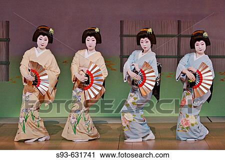 Stock Image - The Miyako Odori, a geisha dance performance, a maiko. Kyoto. Japan.. Fotosearch