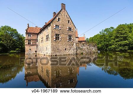 The moated castle of Vischering, Luedinghausen, North Rhine-Westphalia, Germany, Europe View Large Photo Image Stock Photo - The moated castle of Vischering, Luedinghausen, North Rhine-Westphalia, Germany, Europe. Fotosearch