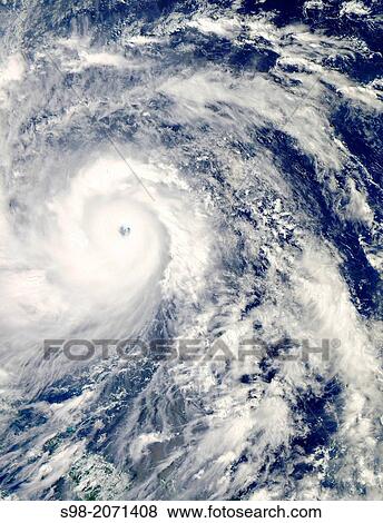 The Moderate Resolution Imaging Spectroradiometer (MODIS) on NASA Aqua satellite acquired this natural color image of Super Typhoon Haiyan as it moved west toward the coast of the Philippines. View Large Photo Image Stock Photo - The Moderate Resolution Imaging Spectroradiometer (MODIS) on NASA Aqua satellite acquired this natural color image of Super Typhoon Haiyan as it moved west toward the coast of the Philippines.. Fotosearch