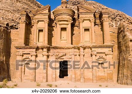 Stock Photograph - The Monastery or El Deir, Petra, UNESCO Heritage Site, Jordan, Middle East.. Fotosearch