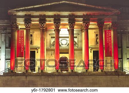 The National Gallery in London, England, illuminated at night View Large Photo Image Stock Image - The National Gallery in London, England, illuminated at night. Fotosearch