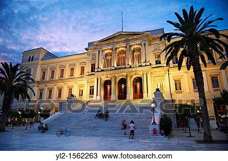 The Neo Classic City Hall of Ermoupolis, Miaoulis Square, Syros S, Greek Cyclades Islands View Large Photo Image Stock Image - The Neo Classic City Hall of Ermoupolis, Miaoulis Square, Syros S, Greek Cyclades Islands. Fotosearch