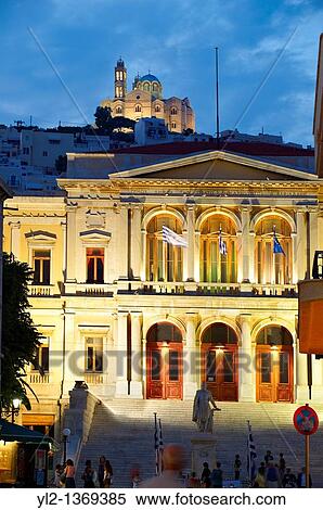 The Neo Classic City Hall of Ermoupolis, Miaoulis Square, Syros S, Greek Cyclades Islands View Large Photo Image Stock Photography - The Neo Classic City Hall of Ermoupolis, Miaoulis Square, Syros S, Greek Cyclades Islands. Fotosearch