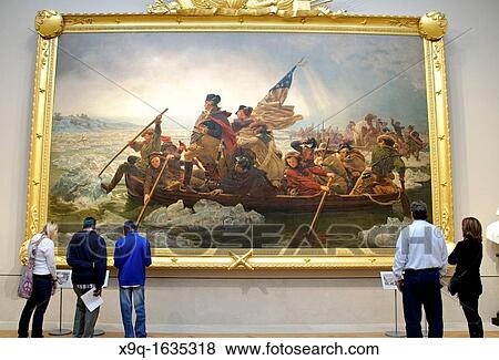The new American Wing Gallery, Washington Crossing the Delaware, 1851, by Emanuel Leutze, American, Oil on canvas, 149 x 255 in, 378 5 x 647 7 cm, Metropolitan Museum of Art, New York City View Large Photo Image Stock Photo - The new American Wing Gallery, Washington Crossing the Delaware, 1851, by Emanuel Leutze, American, Oil on canvas, 149 x 255 in, 378 5 x 647 7 cm, Metropolitan Museum of Art, New York City. Fotosearch