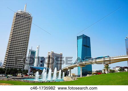 The new Dubai metro, Sheik Zayed Avenue, Satwa district, Dubai City, Dubai, United Arab Emirates, Middle East. View Large Photo Image Stock Image - The new Dubai metro, Sheik Zayed Avenue, Satwa district, Dubai City, Dubai, United Arab Emirates, Middle East.. Fotosearch