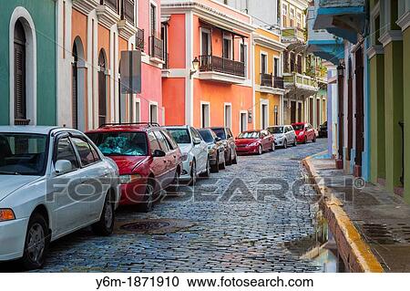 The old cobblestone streets of Old San Juan are barely wide enough for modern cars, Puerto RIco View Large Photo Image Stock Image - The old cobblestone streets of Old San Juan are barely wide enough for modern cars, Puerto RIco. Fotosearch