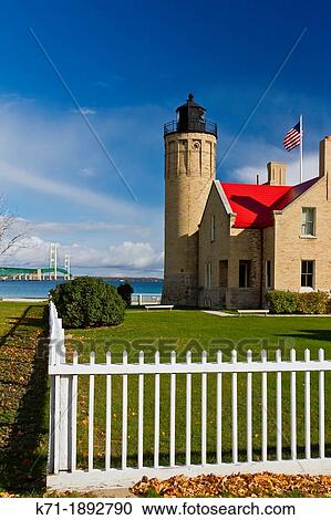 The Old Mackinac Point Lighthouse in Mackinaw City, Michigan, USA View Large Photo Image Stock Image - The Old Mackinac Point Lighthouse in Mackinaw City, Michigan, USA. Fotosearch