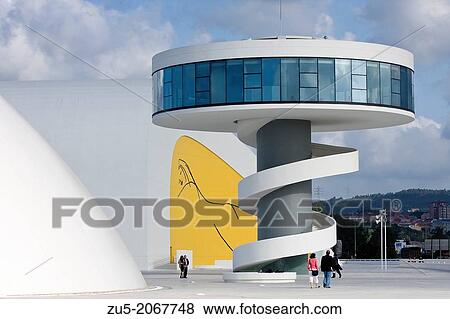 Stock Photo - The Oscar Niemeyer International Cultural Centre, known as Centro Niemeyer, is the result of the combination of a cultural complex designed by Oscar Niemeyer and international cultural project. Fotosearch