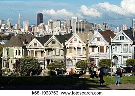 The Painted Ladies, houses on Alamo Square in San Francisco, California, USA. View Large Photo Image Stock Image - The Painted Ladies, houses on Alamo Square in San Francisco, California, USA.. Fotosearch