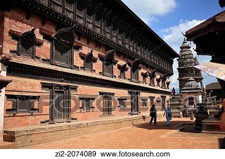 Stock Photo - The Palace of Fifty-five Windows, Durbar Square, Bhaktapur, Nepal.. Fotosearch