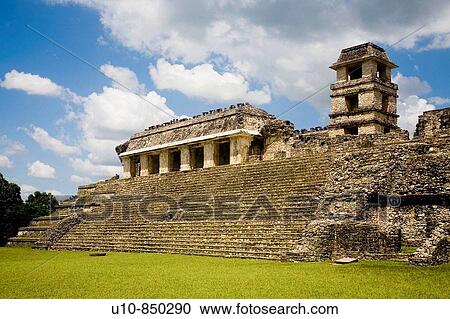 Stock Image - The Palace, Palenque. Chiapas, Mexico. Fotosearch
