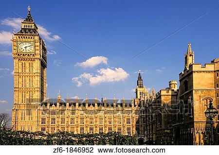 Stock Image - The Parliament House and Big Ben of London England. Fotosearch