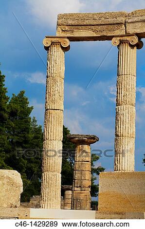 The philippeion, ruins of ancient Olympia Peloponnese Greece View Large Photo Image Stock Photo - The philippeion, ruins of ancient Olympia Peloponnese Greece. Fotosearch