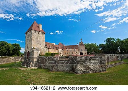 Stock Image - The picturesque castle of Epoisses, Burgundy, France, Europe. Fotosearch