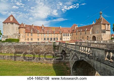 The picturesque castle of Epoisses, Burgundy, France, Europe View Large Photo Image Stock Photo - The picturesque castle of Epoisses, Burgundy, France, Europe. Fotosearch