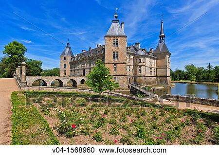 Stock Image - The picturesque castle of Sully, Burgundy, France, Europe. Fotosearch