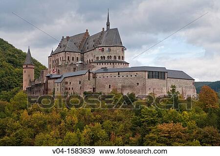 The picturesque castle of Vianden, Luxemburg, Europe View Large Photo Image Stock Photo - The picturesque castle of Vianden, Luxemburg, Europe. Fotosearch