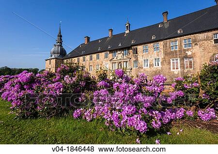 The picturesque moated castle of Lembeck, North Rhine-Westphalia, Germany, Europe View Large Photo Image Stock Photo - The picturesque moated castle of Lembeck, North Rhine-Westphalia, Germany, Europe. Fotosearch