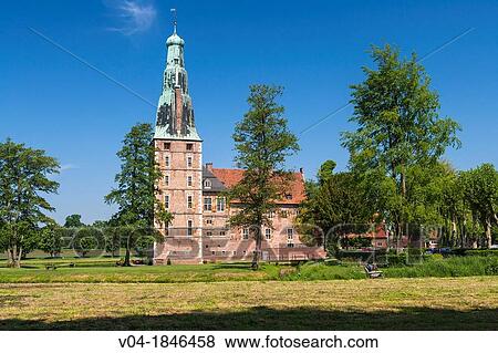 The picturesque moated castle of Raesfeld, North Rhine-Westphalia, Germany, Europe View Large Photo Image Stock Photo - The picturesque moated castle of Raesfeld, North Rhine-Westphalia, Germany, Europe. Fotosearch