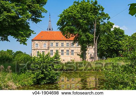 The picturesque moated castle Luedinghausen, Luedinghausen, North Rhine-Westphalia, Germany, Europe View Large Photo Image Stock Photo - The picturesque moated castle Luedinghausen, Luedinghausen, North Rhine-Westphalia, Germany, Europe. Fotosearch