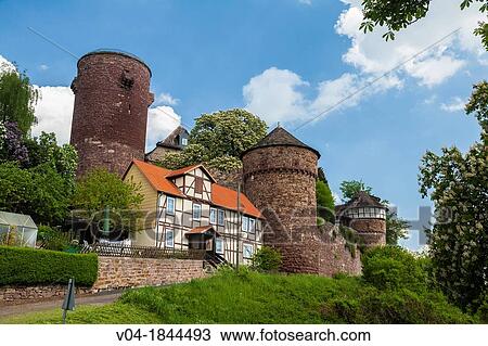 The picturesque Trendelburg Rapunzel's castle on the German Fairy Tale Route, Trendelburg, Hesse, Germany, Europe View Large Photo Image Stock Image - The picturesque Trendelburg Rapunzel's castle on the German Fairy Tale Route, Trendelburg, Hesse, Germany, Europe. Fotosearch
