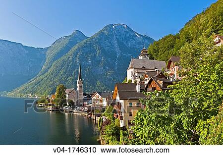 Stock Image - The picturesque village of Hallstatt in the Salzkammergut, Austria, Europe. Fotosearch