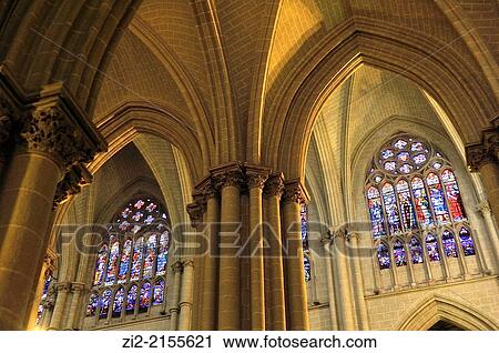 The Primate Cathedral of Saint Mary, Gothic, XIII-XV centuries, columns and stained-glass windows, Toledo, Spain View Large Photo Image Stock Image - The Primate Cathedral of Saint Mary, Gothic, XIII-XV centuries, columns and stained-glass windows, Toledo, Spain. Fotosearch