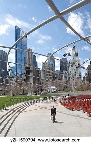 The Pritzker Pavilion, in Chicago's Millennium Park Chicago, Illinois, United States View Large Photo Image Picture - The Pritzker Pavilion, in Chicago's Millennium Park Chicago, Illinois, United States. Fotosearch