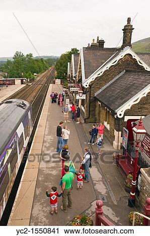 Stock Image - The Railway Station at Settle in North Yorkshire, England, Britain, Uk. Fotosearch
