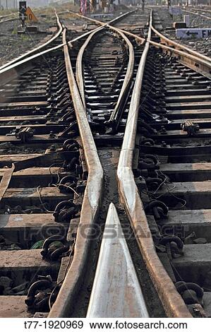 The railway track merging, Set of Points on a Railway Train Track, Pune, Maharashtra, India View Large Photo Image Stock Photo - The railway track merging, Set of Points on a Railway Train Track, Pune, Maharashtra, India. Fotosearch
