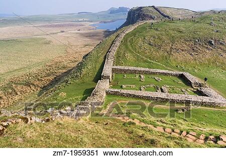 The remains of Milecastle 39, also known as Castle Nick, on Hadrian's Wall at Crag Lough, Northumberland. View Large Photo Image Stock Image - The remains of Milecastle 39, also known as Castle Nick, on Hadrian's Wall at Crag Lough, Northumberland.. Fotosearch