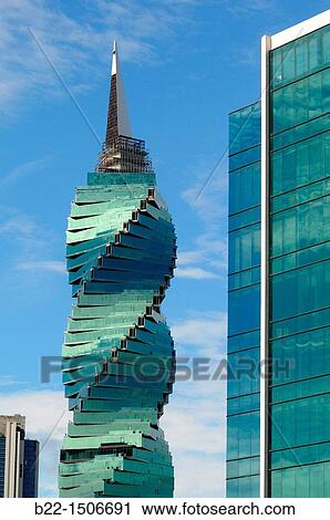 Stock Image - The Revolution Tower, 50th Street, Calle 50, in the heart of Panama City's international banking and financial district Obarrio, Panama City, Republic of Panama, Central America.. Fotosearch