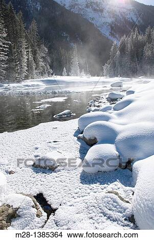 Picture - The Robson River in winter, Mount Robson Provincial Park British Columbia Canada. Fotosearch