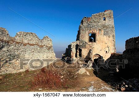 The ruins of medieval castle Gymes in Tribec mountains, located near the village Kostolany pod Tribecom, Slovakia View Large Photo Image Stock Photo - The ruins of medieval castle Gymes in Tribec mountains, located near the village Kostolany pod Tribecom, Slovakia. Fotosearch