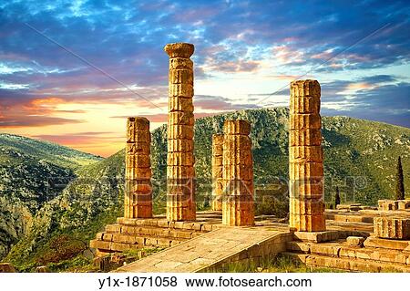 The ruins of the 4th century BC Temple of Apollo, a peripteral Doric building Delphi, archaeological site, Greece, View Large Photo Image Stock Photo - The ruins of the 4th century BC Temple of Apollo, a peripteral Doric building Delphi, archaeological site, Greece,. Fotosearch