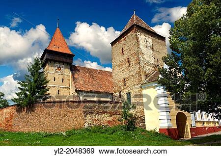 Stock Photo - The Saxon Fortified Church of Brateiu, Transylvania.. Fotosearch