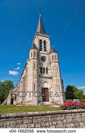 Stock Photograph - The scenic church in Boncourt-le-Bois, Burgundy, France, Europe. Fotosearch